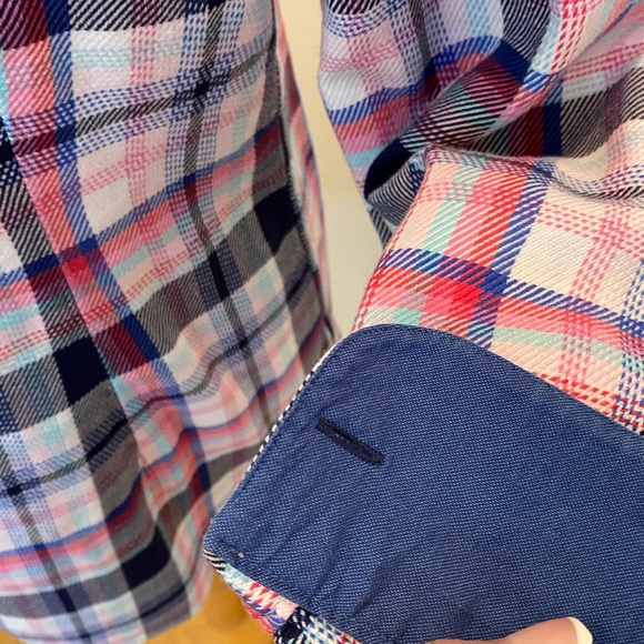 Hammer Made Mens Blue Pink White Plaid Button Down w contrasting Cuffs / 16 -41 - Picture 6 of 12